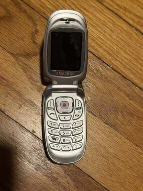 Samsung SGH E315 Silver Clamshell Flip Cell Phone 2G 2004 Y2K untested